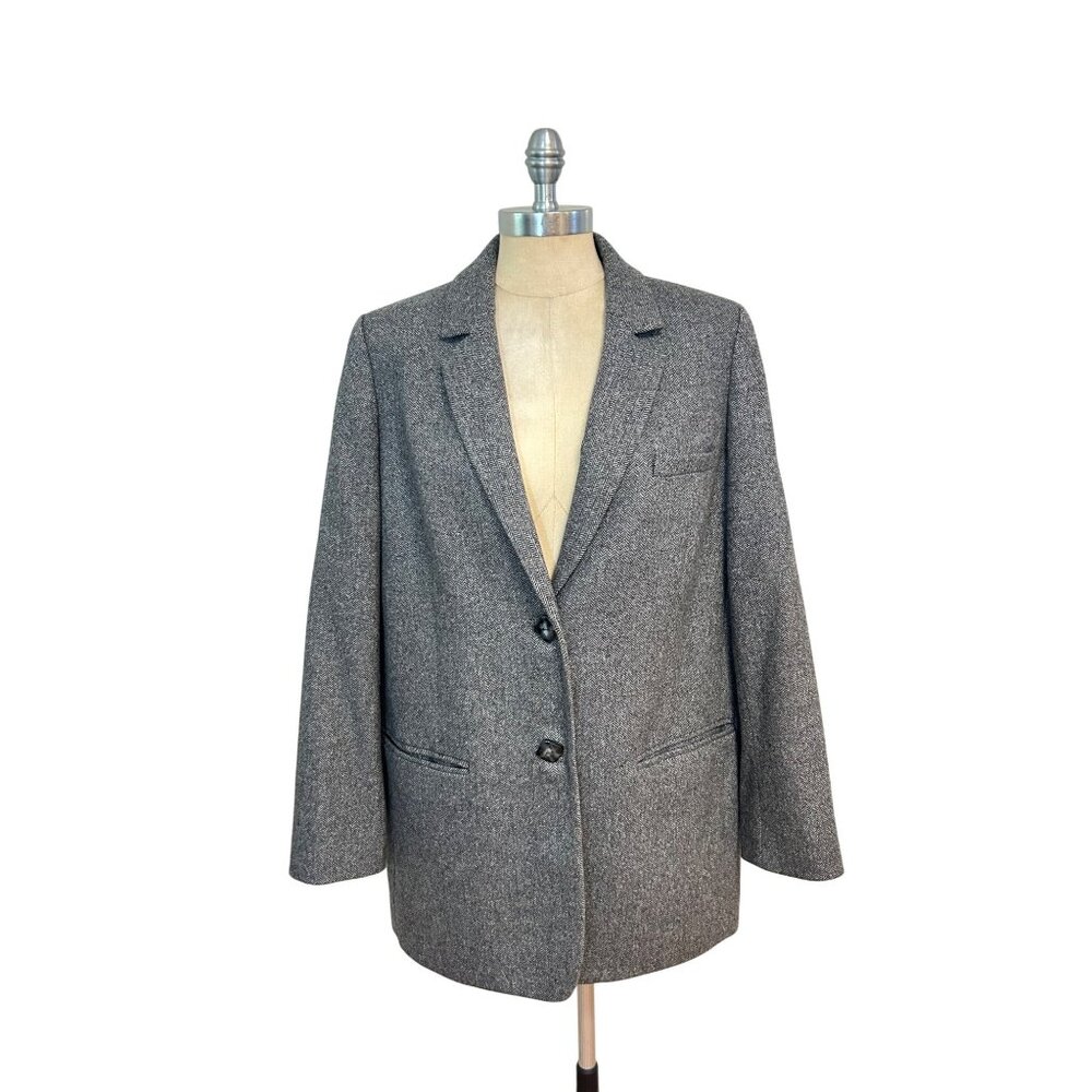 Everlane The Oversized Blazer in Wool Gray Herringbone size 10 - Picture 5 of 9